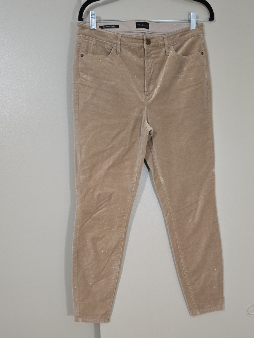 Talbots Women's Beige Sparkly Gold Corduroy Jeggings Size 8